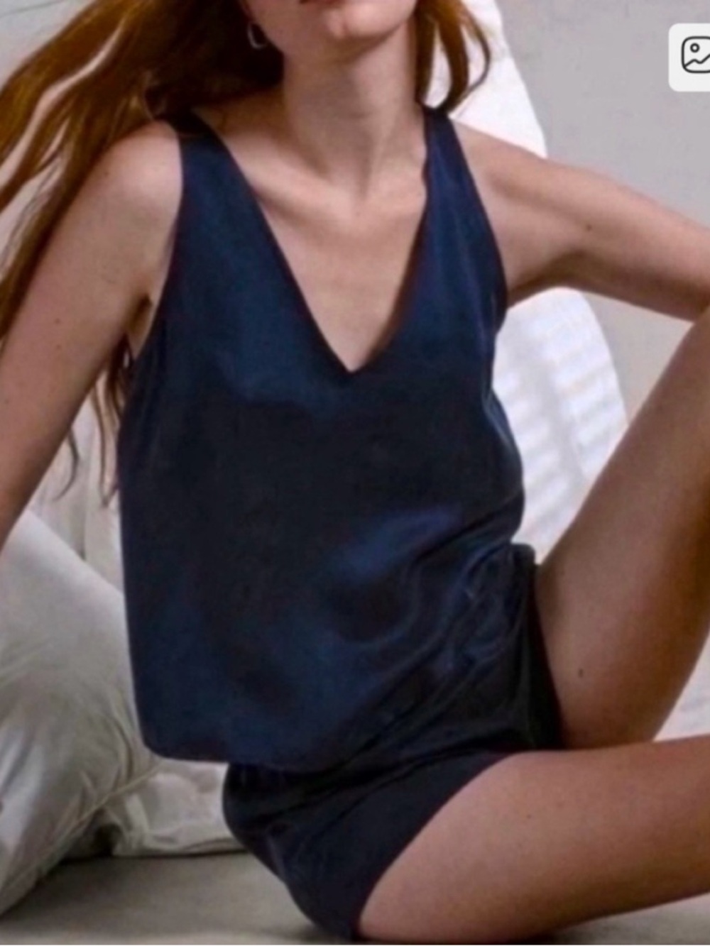 lunya Navy V-Neck Silk Tank & Short Sleep Set